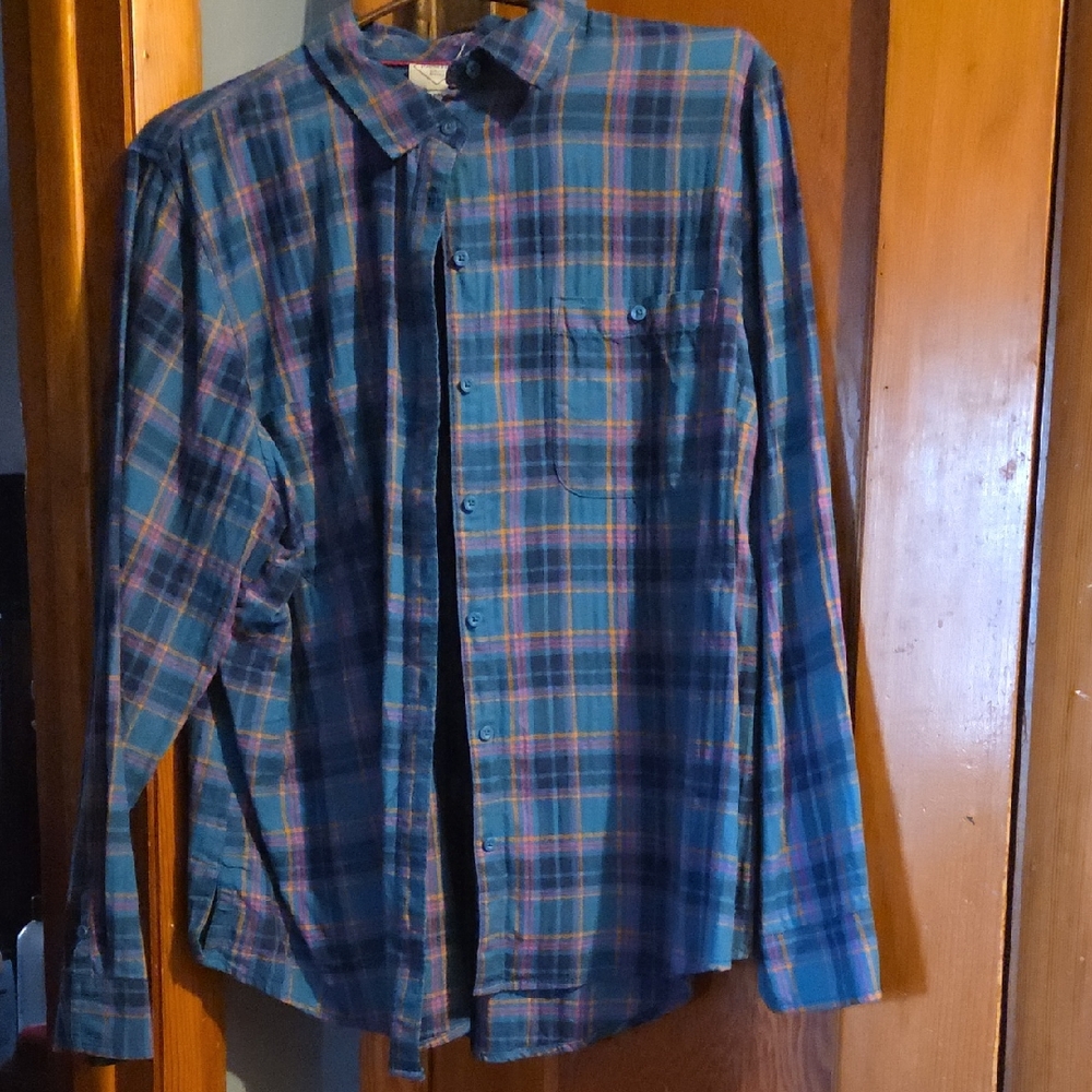 St. John's Bay Womens Multicolor Plaid Button Down Shirt